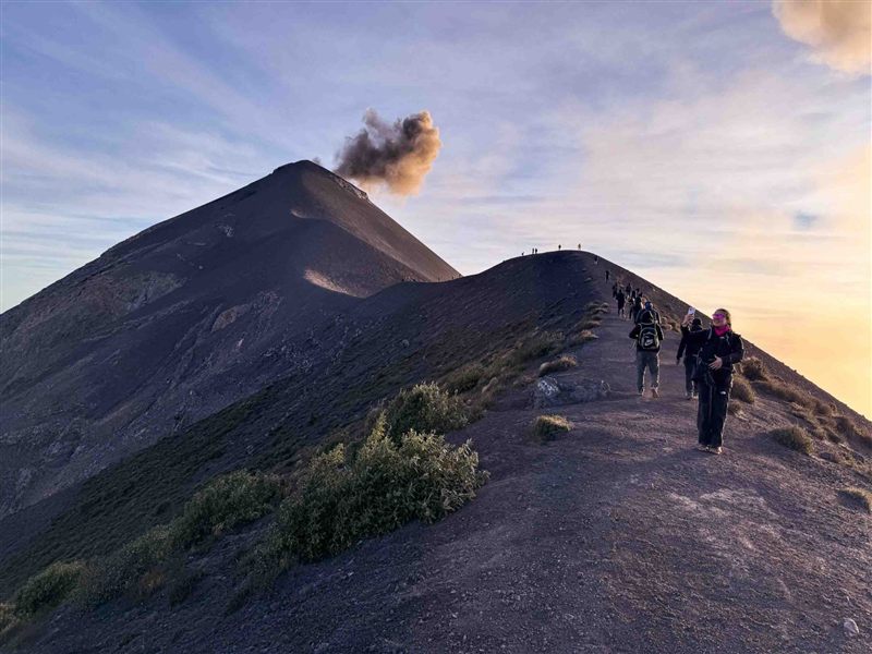 Hiking a volcano ridge in Central America